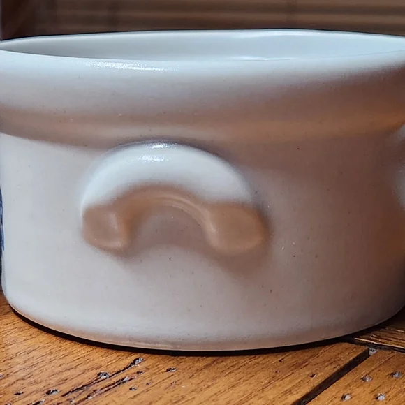 VTG *RARE* Mikasa Japan Stoneware Crock Set CREAMER & SWEETENER  Blue Typography - Picture 10 of 13